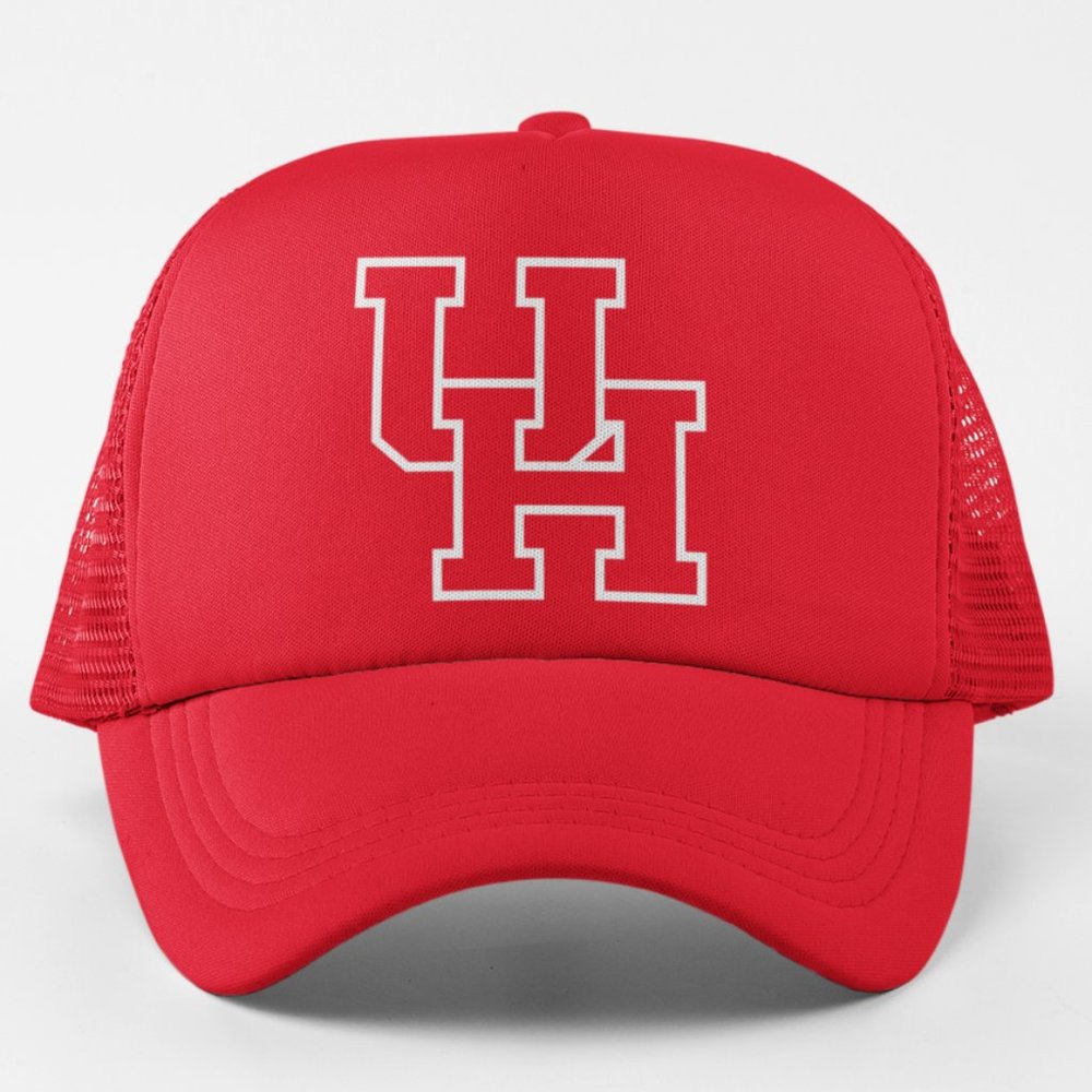 NEW Houston Cougars UH Monogram Foam Trucker Mesh Snapback Hat RED